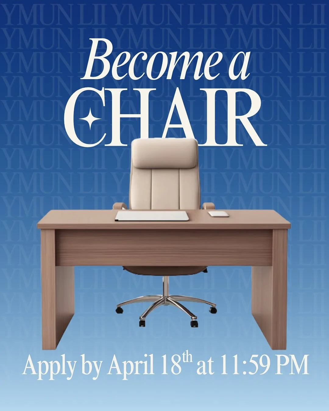 ATTENTION YALE UNDERGRADUATES!
YMUN LII is recruiting chairs for our conference in January 2026!! 🎉🎉

Becoming a chair is an incredibly rewarding experience where you will have the chance to step into an advanced leadership position leading a commi