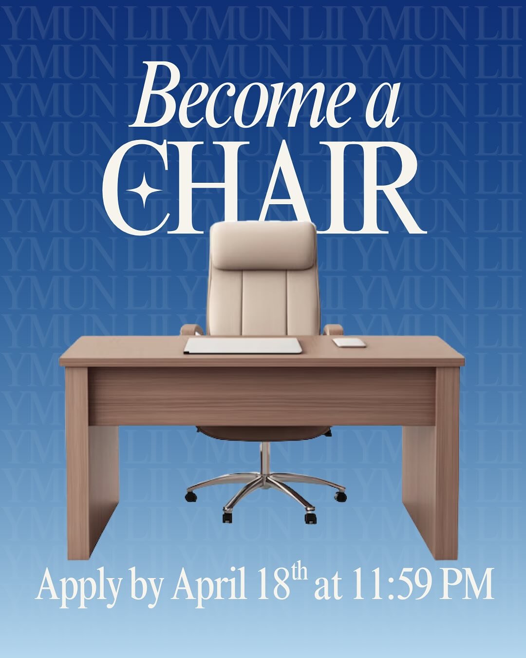 ATTENTION YALE UNDERGRADUATES!
YMUN LII is recruiting chairs for our conference in January 2026!! 🎉🎉

Becoming a chair is an incredibly rewarding experience where you will have the chance to step into an advanced leadership position leading a commi