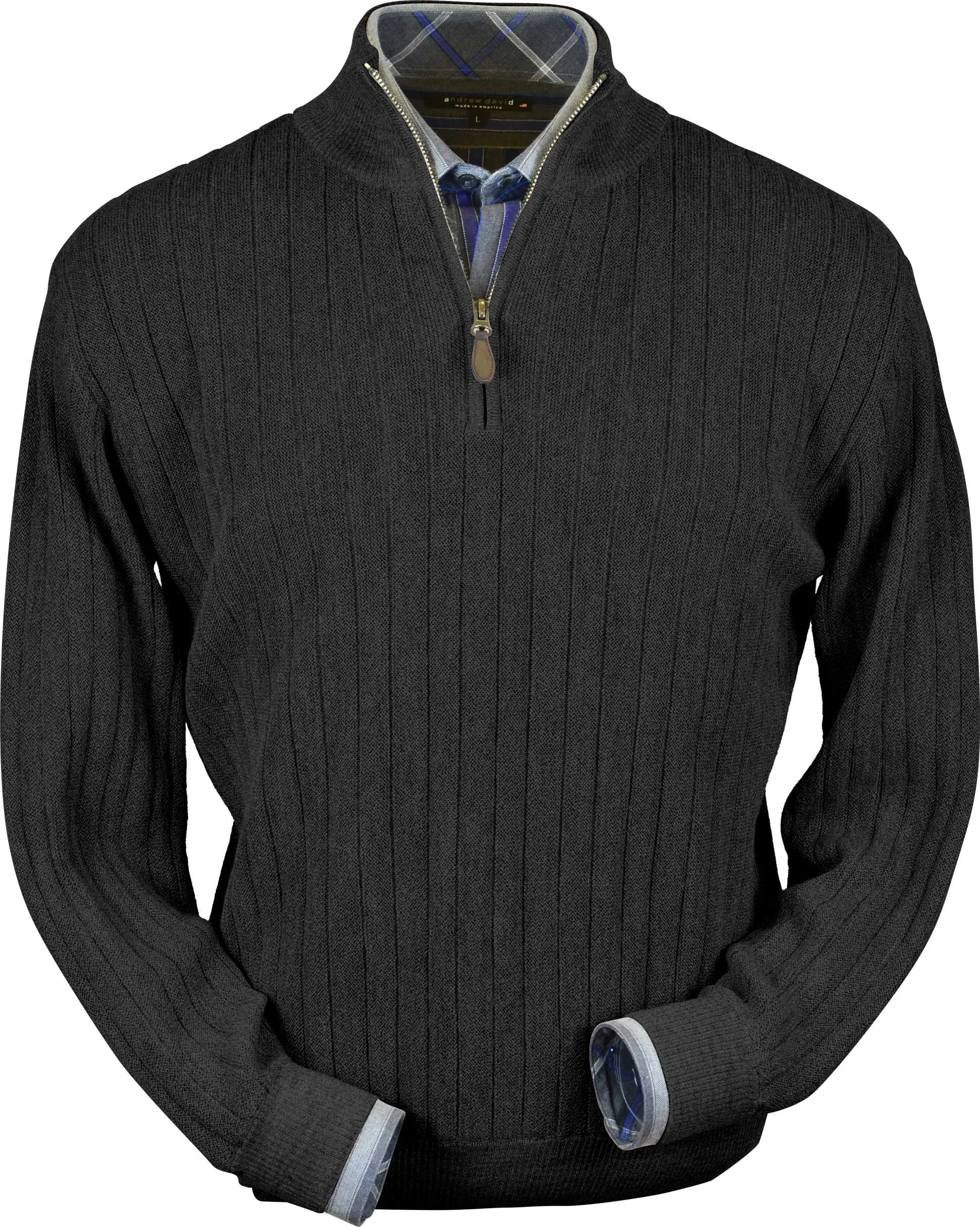 Charcoal Heather Half-zip Mock Baby Alpaca (BAZM110-180)
