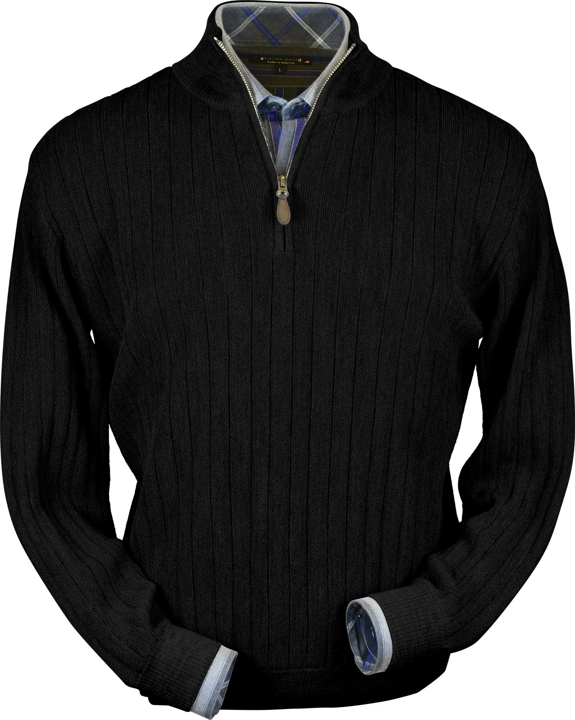 Black Half-zip Mock Baby Alpaca (BAZM110-190)