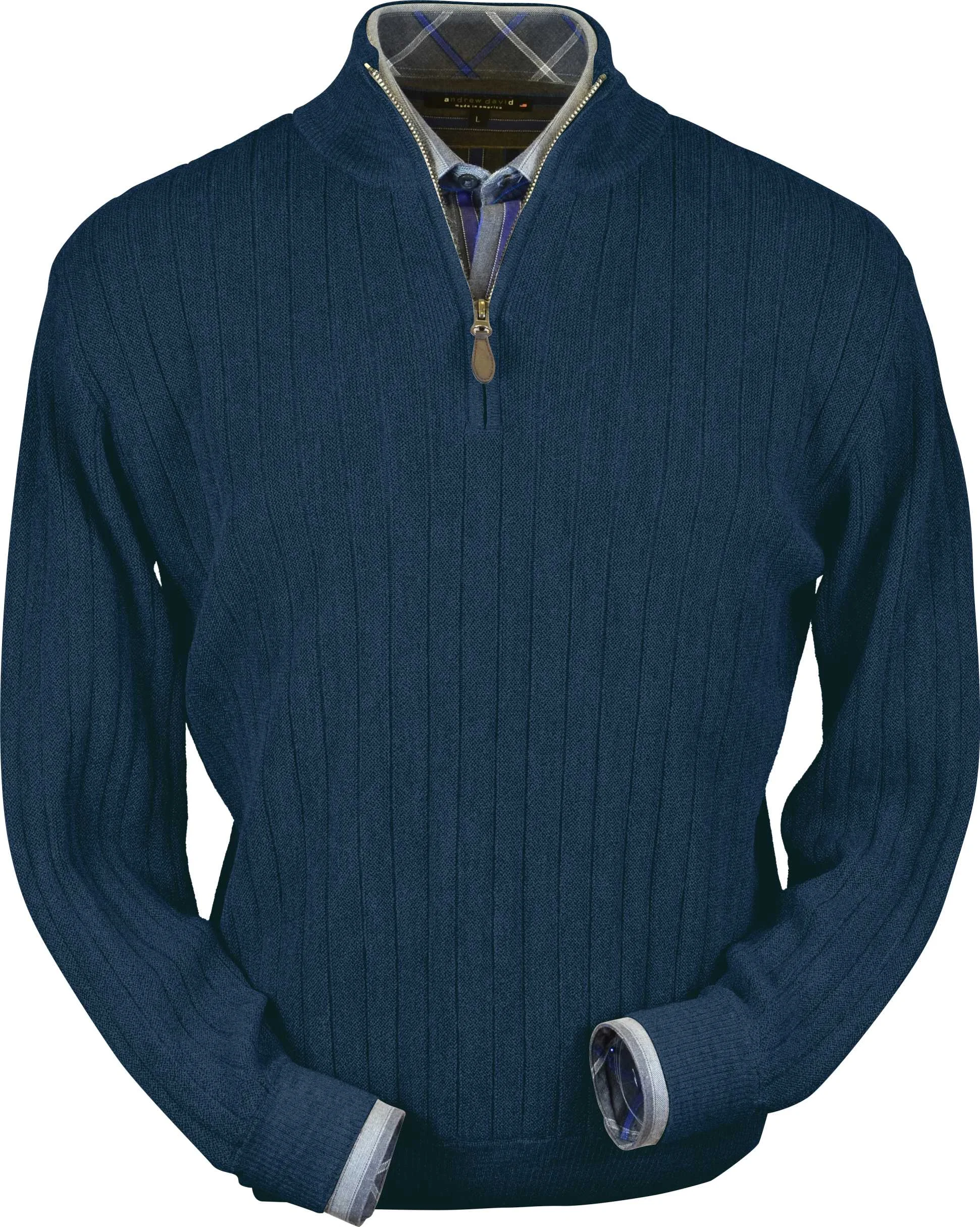 Midnight Blue Half-zip Mock Baby Alpaca (BAZM110-271)