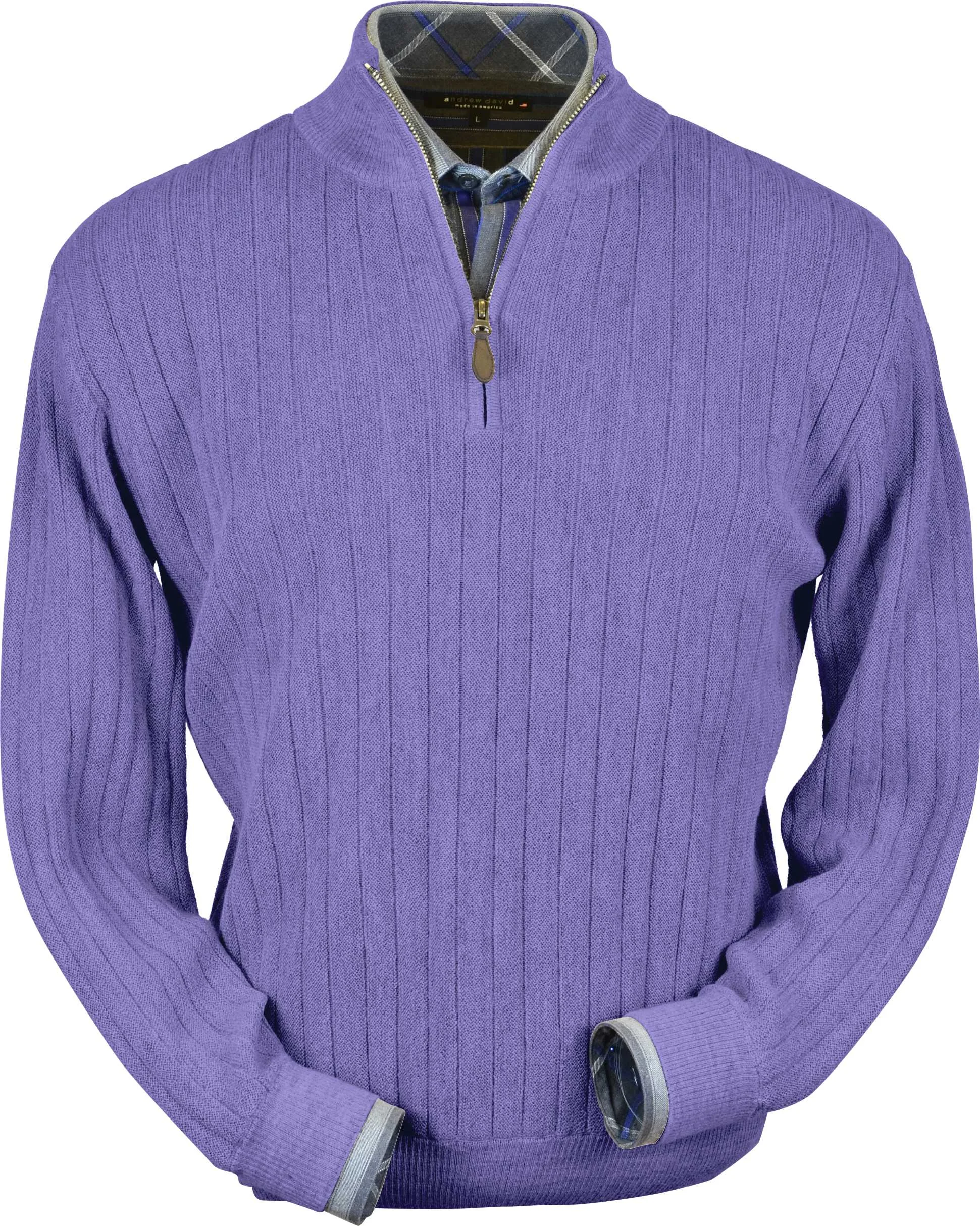 Lilac Heather Half-zip Mock Baby Alpaca (BAZM110-3396)