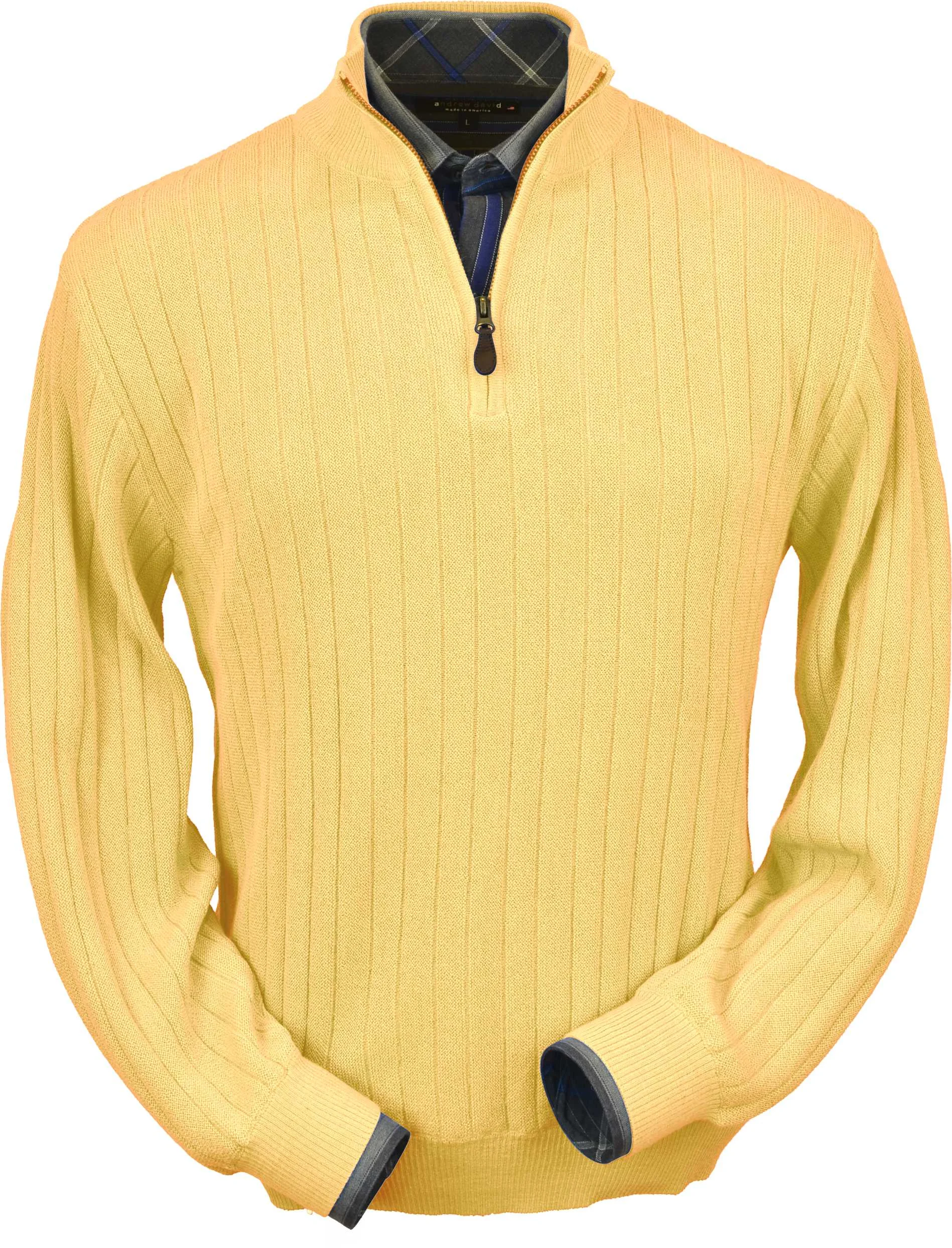 Yellow Half-zip Mock Baby Alpaca (BAZM110-612)