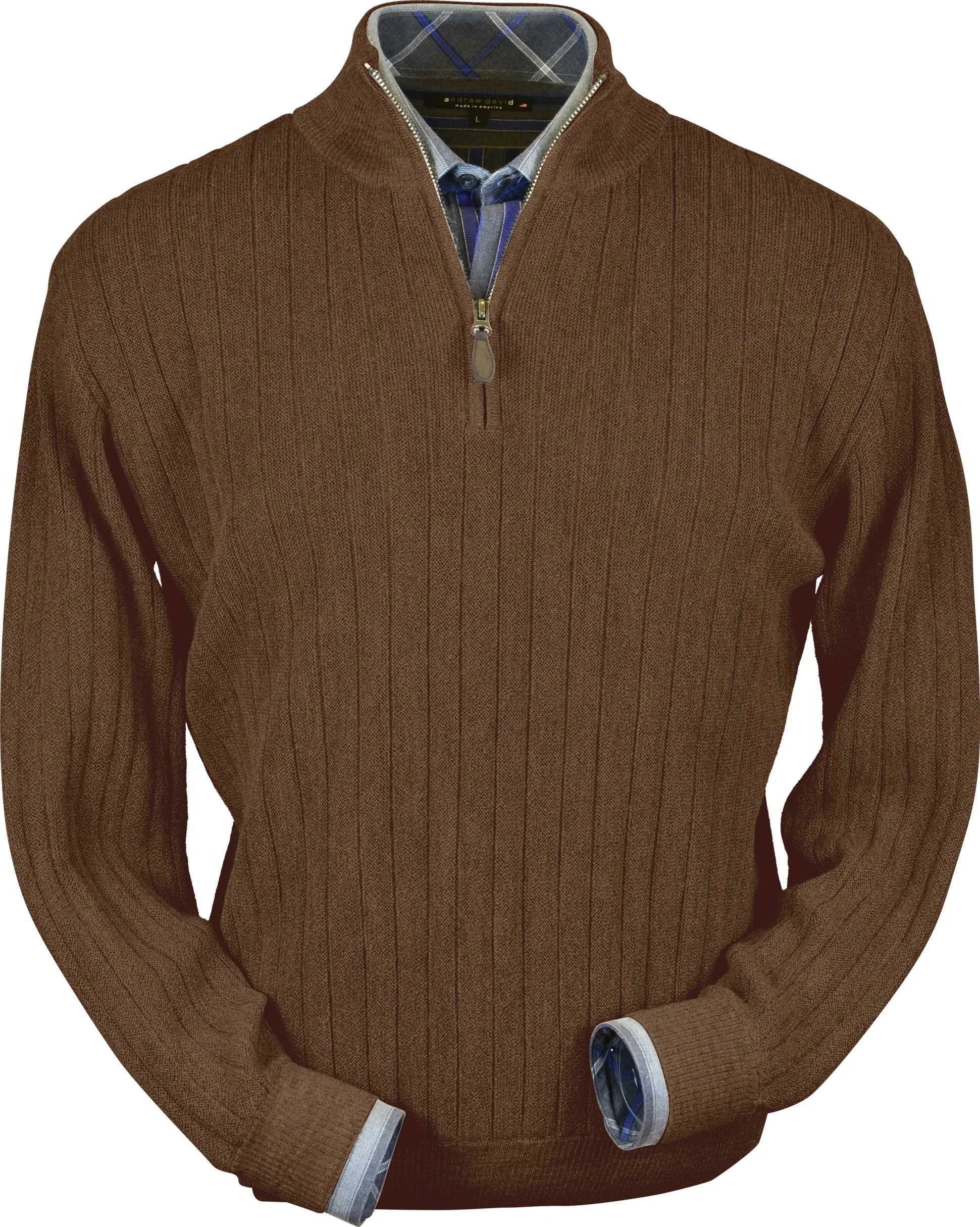 Khaki Heather Half-zip Mock Baby Alpaca (BAZM110-815)