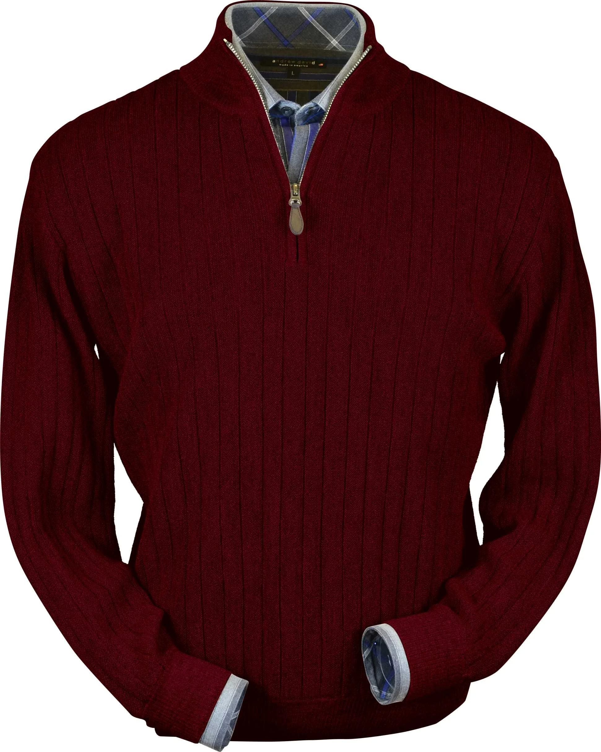 Wine Heather Half-zip Mock Baby Alpaca (BAZM110-835)