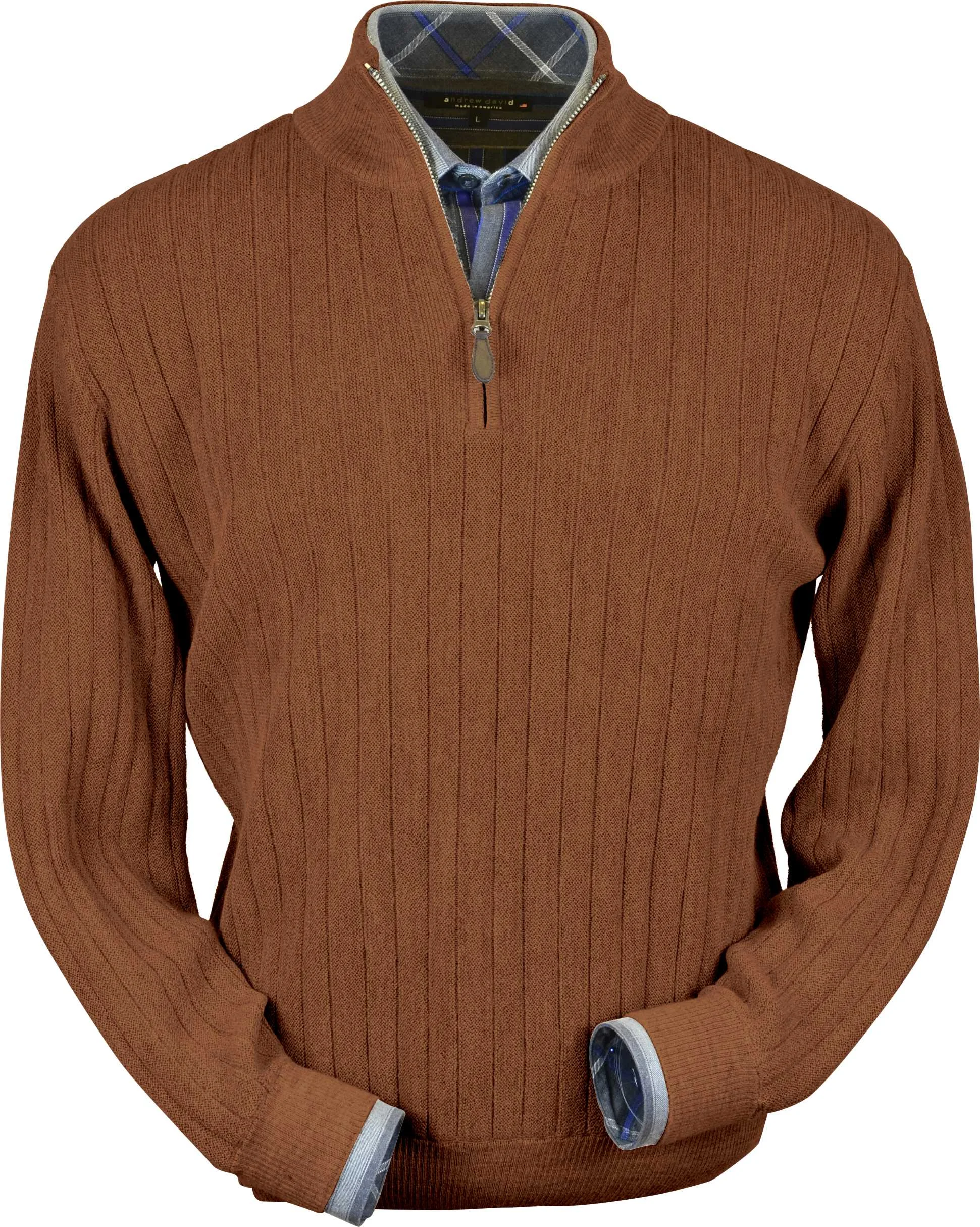 Light Rust Heather Half-zip Mock Baby Alpaca (BAZM110-W77)