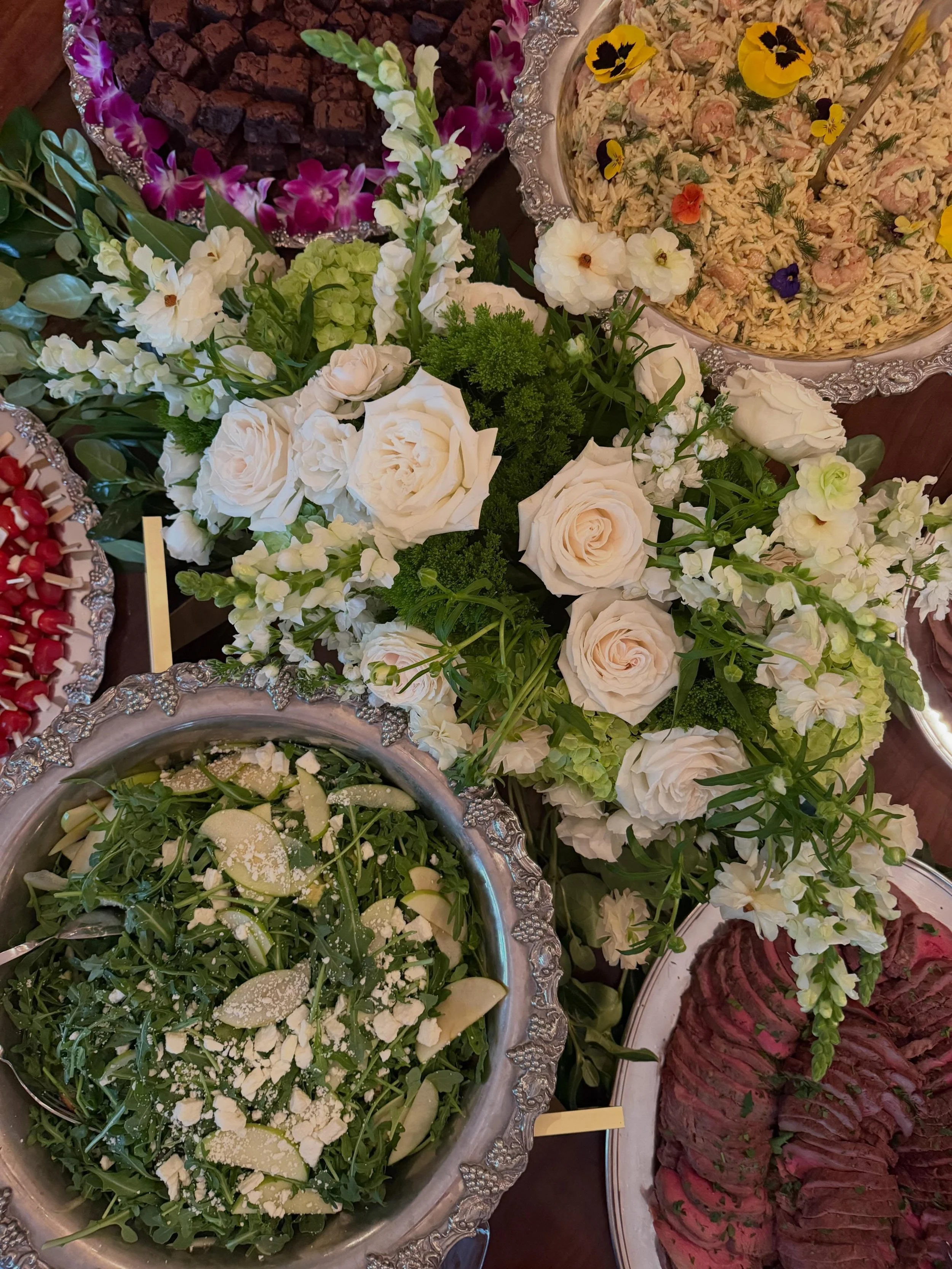 The oven has been ON. An active kitchen this Spring, producing lots of bright, colorful spreads. We have a few more busy weekends before the summer lull descends upon on. Just a reminder though: you can (almost) always find our BEST chicken salad, go