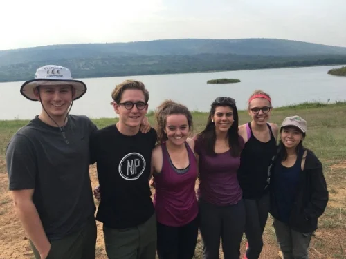The team visiting Akagera National Park.