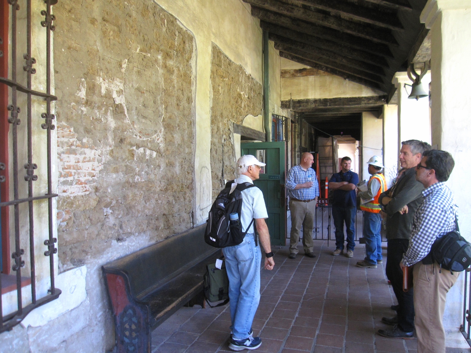   Convento&nbsp; wing north elevation with "windows" showing underlying building materials. &nbsp; 