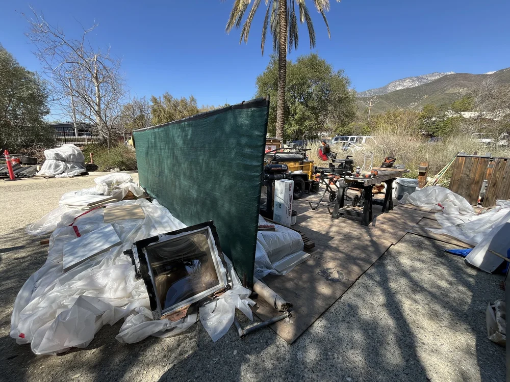 Eberhard set up a makeshift workshop on site