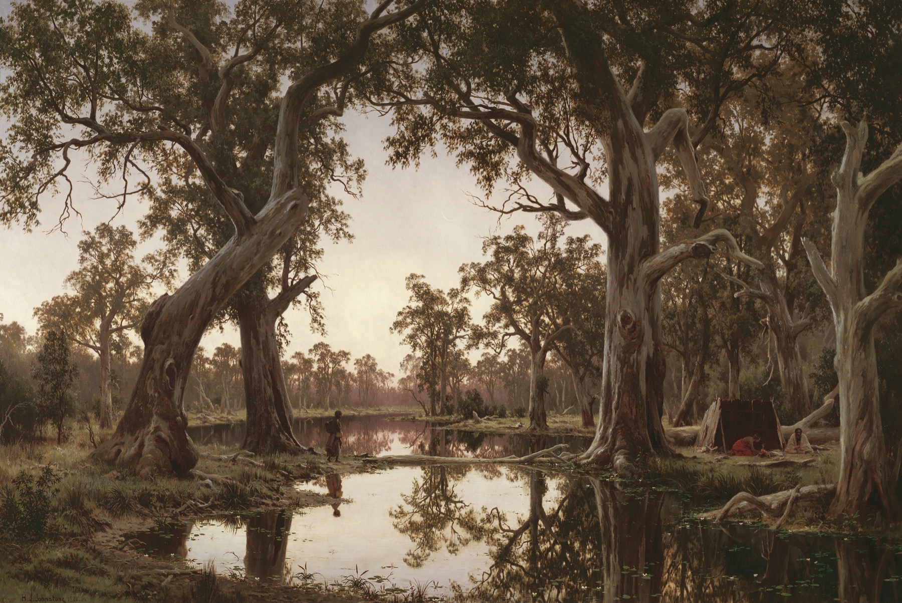 Evening Shadows, Backwater of the Murray, South Australia 1880 121 cm x 180 cm