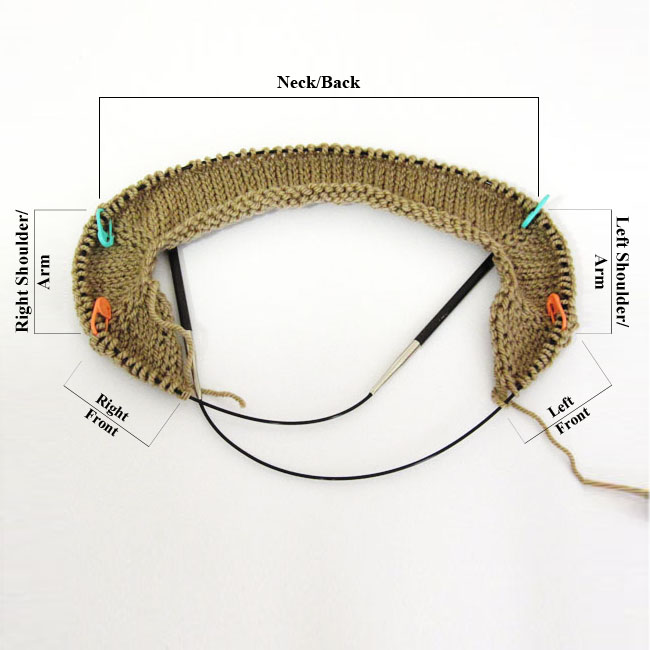 Here's the basic shape of the work after about 1-1/2 inches of shaping, with RS facing. 