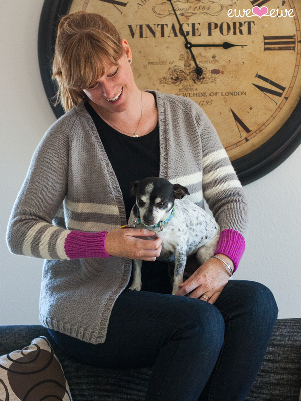 Zoey Cardigan (Ewe Ewe Yarns, featuring Wooly Worsted): a top-down, one-piece raglan style cardigan, designed to include 3" of positive ease in the body for a comfortable, every-day knit, worn open (no buttons or closures).