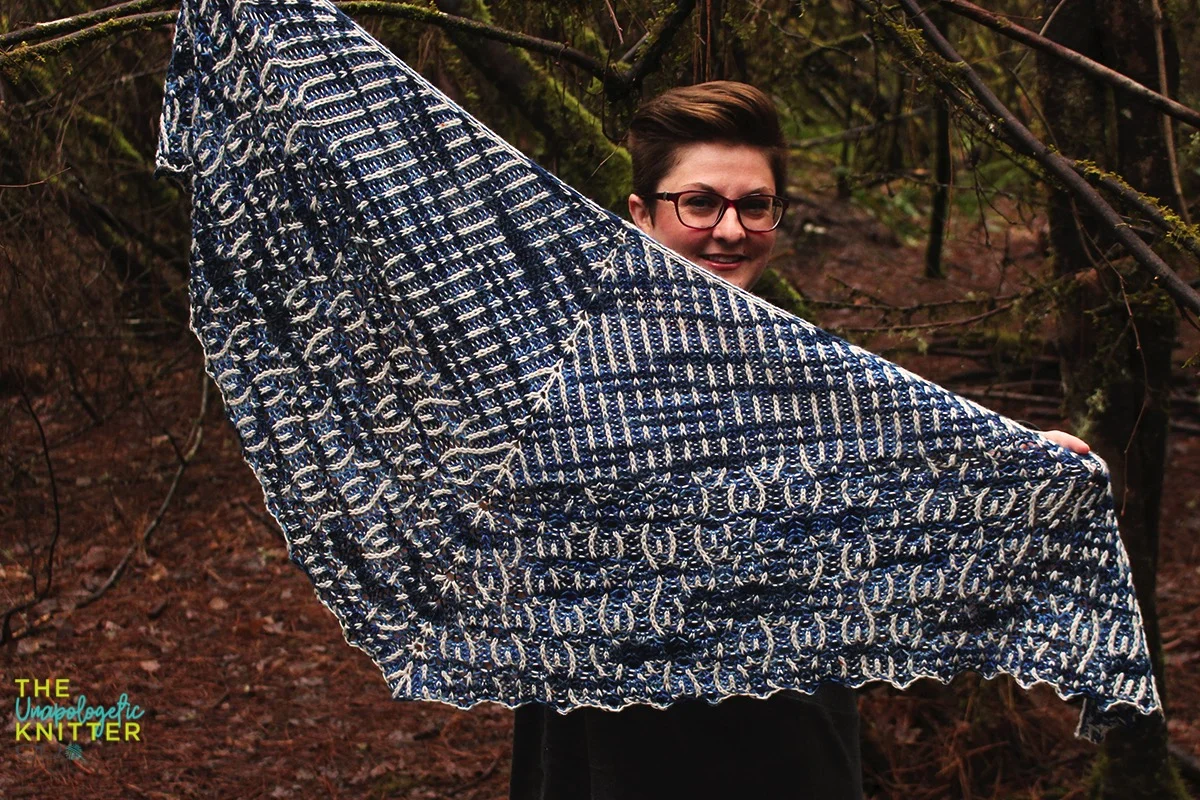 Kelp Garden - brioche triangle knit shawl pattern