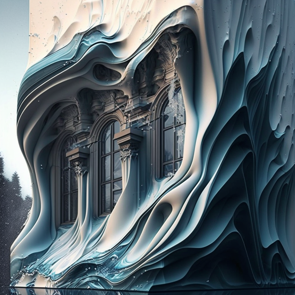 ARCHorstudio_architecture_made_of_flowing_wrinkly_wet_glassy_ma_89c3a985-95ef-4a20-9c9f-f3d0e4b87033.png