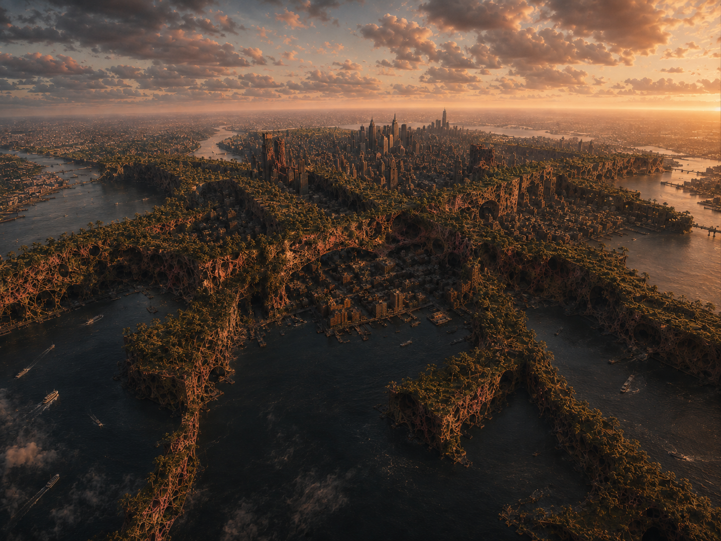 Organic Megastructure City at Sunset.png