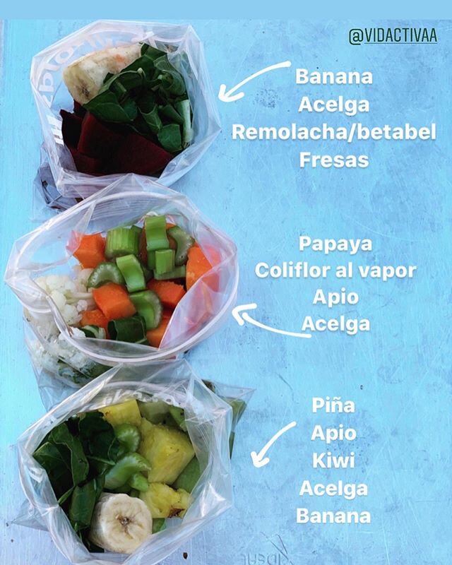 ✨ Prepara estos combos con anticipaci&oacute;n e incluye en tu alimentaci&oacute;n tan a menudo como sea posible!! 🍓🍑🥬🍍🥝🥒🍌!
&bull;
&bull;
Es una excelente manera para ahorrar tiempo en la preparaci&oacute;n e incrementar la ingesta de frutas y