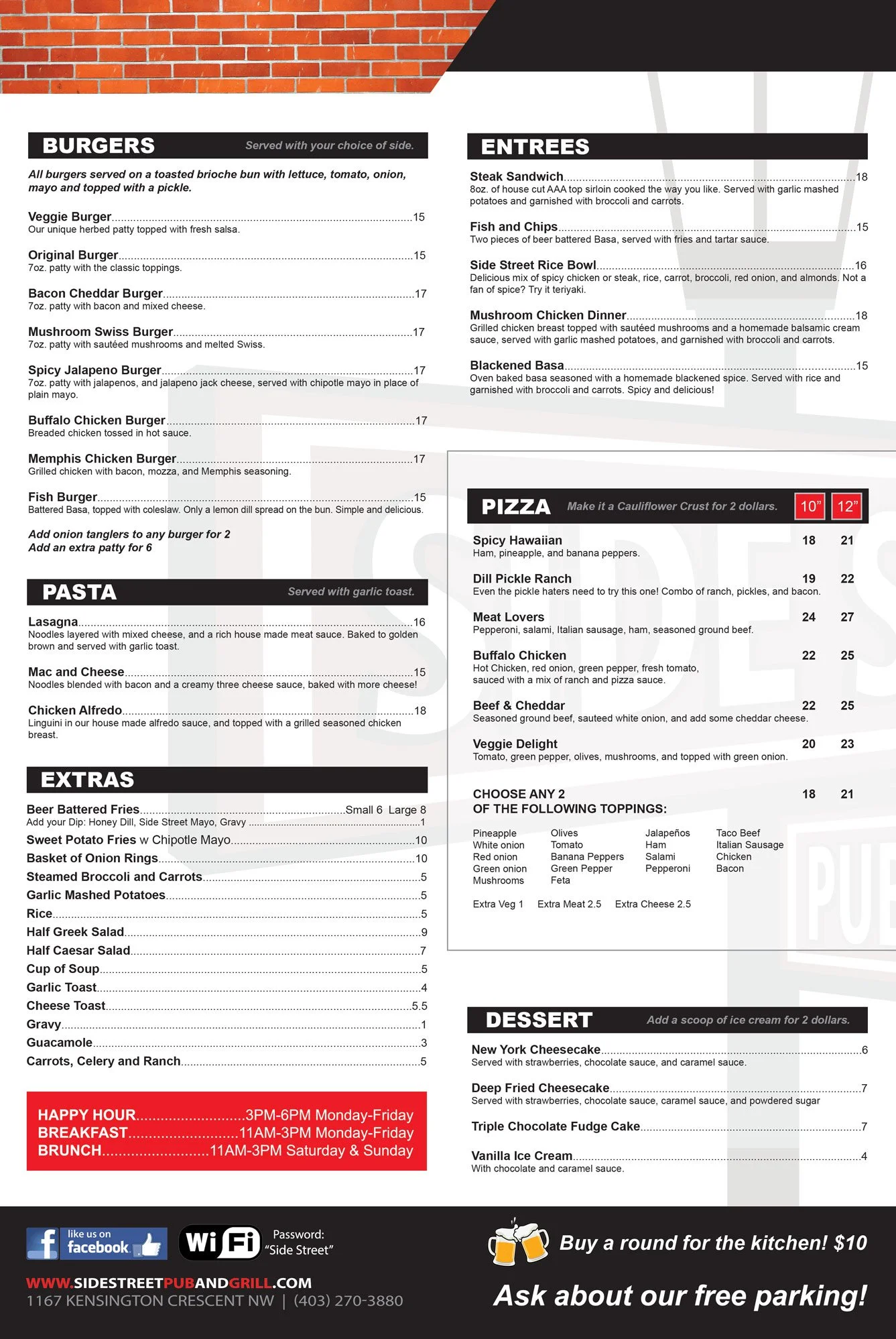 Menu — Side Street Pub & Grill