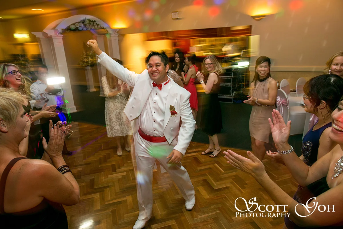 happy groom dancing
