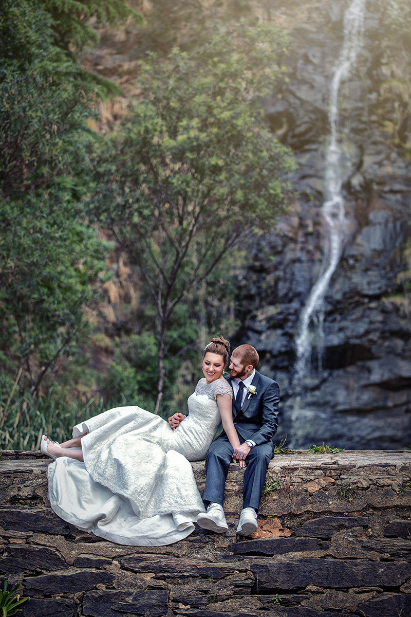 best utopia waterfall gully wedding photo