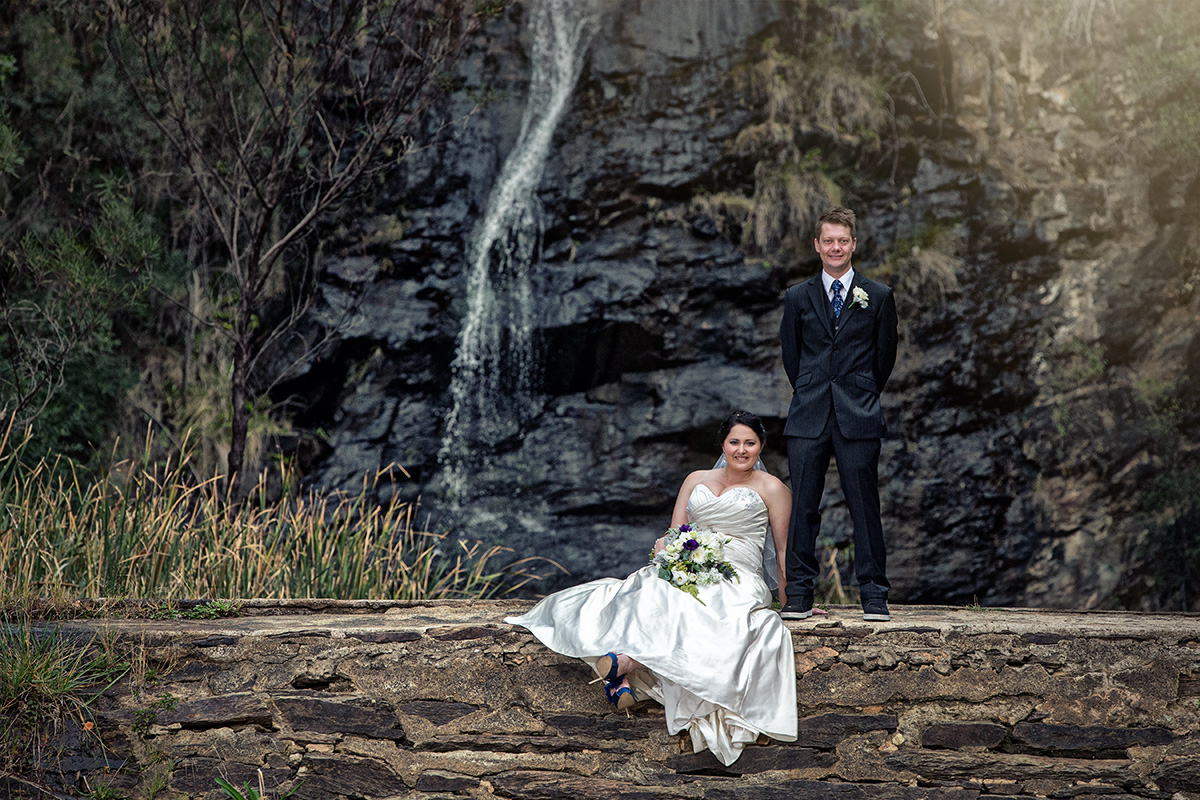 best utopia waterfall gully wedding photo