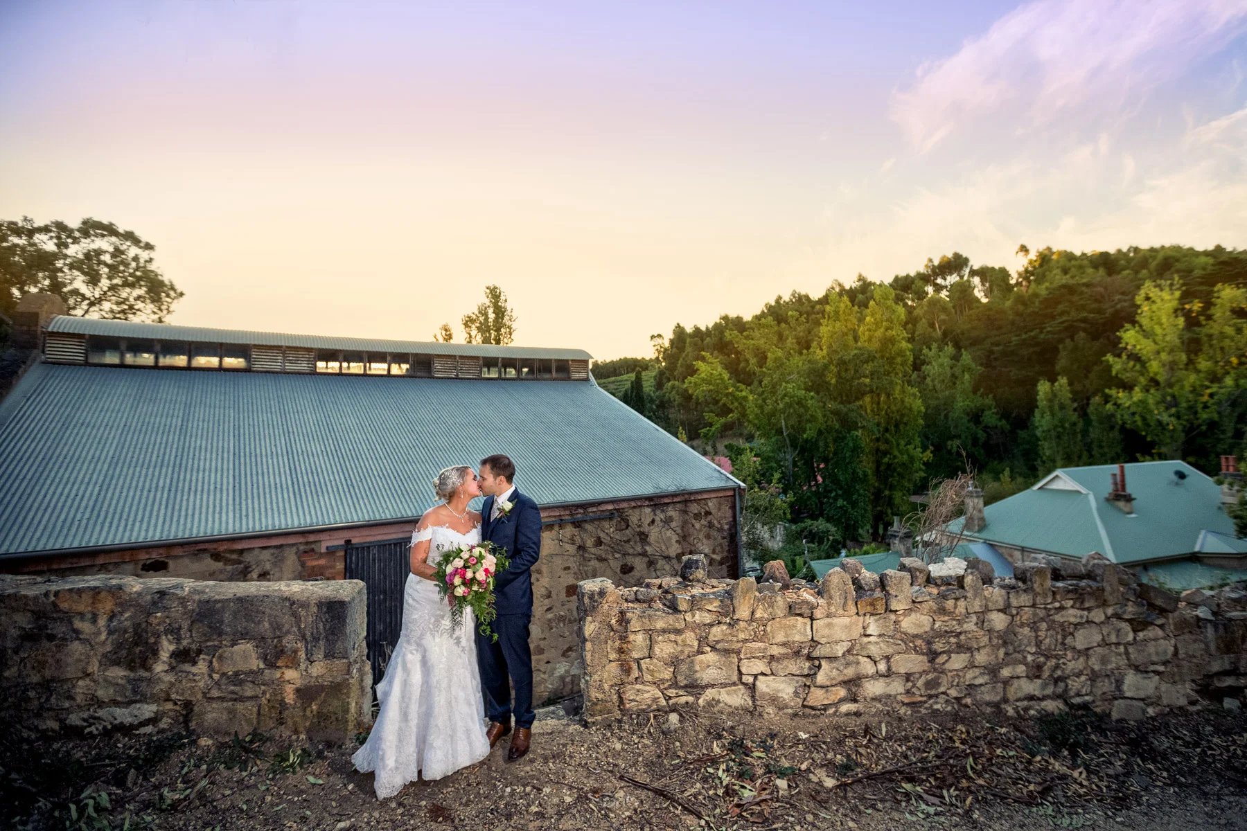 Sunset wedding photo