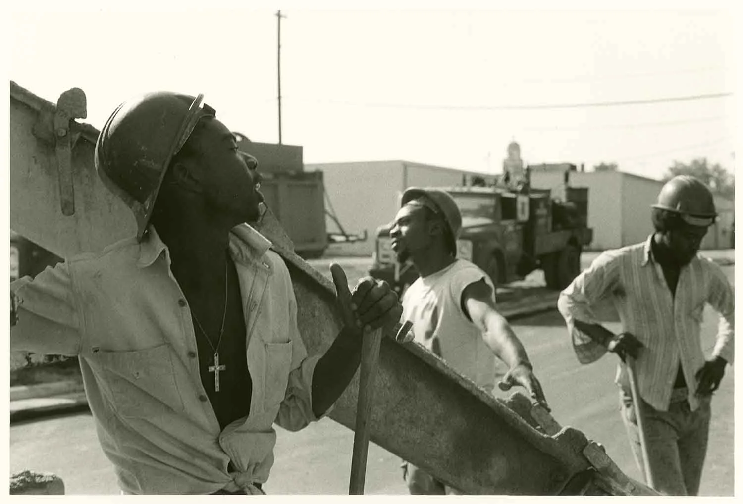 Construction workers repairing the street