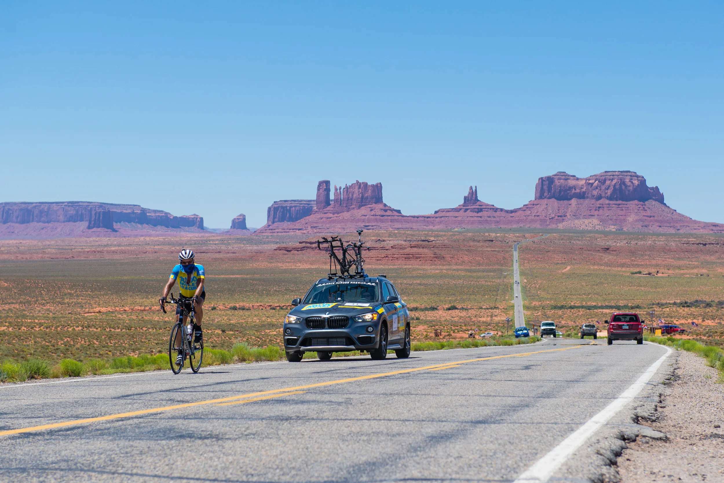 Marshall Reeves passes through Monument Valley in Arizona on June 17th, 2016 as he makes his way to Utah.