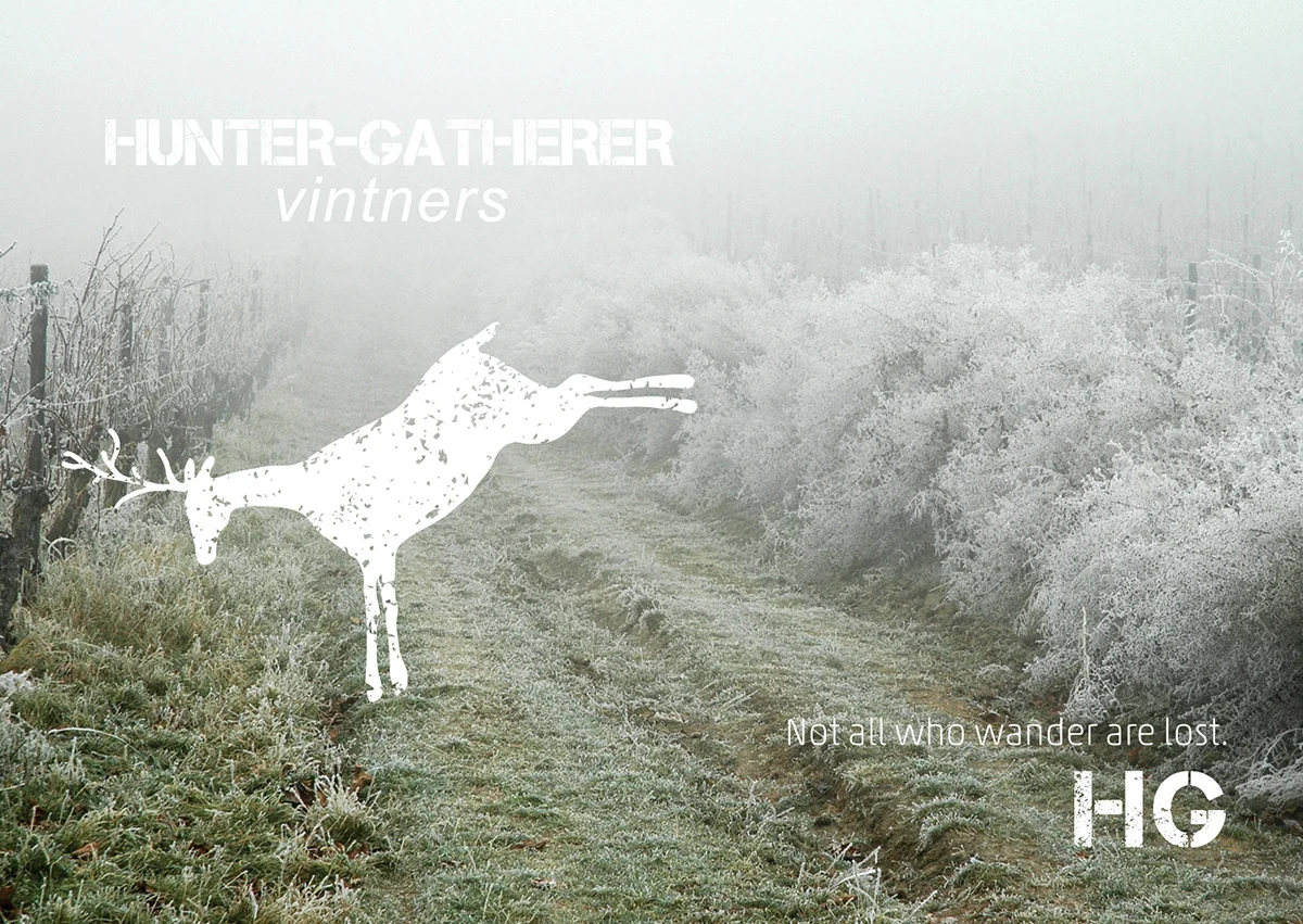 POSTCARD DESIGN + SPLASHPAGE  HUNTER-GATHERER VINTNERS
