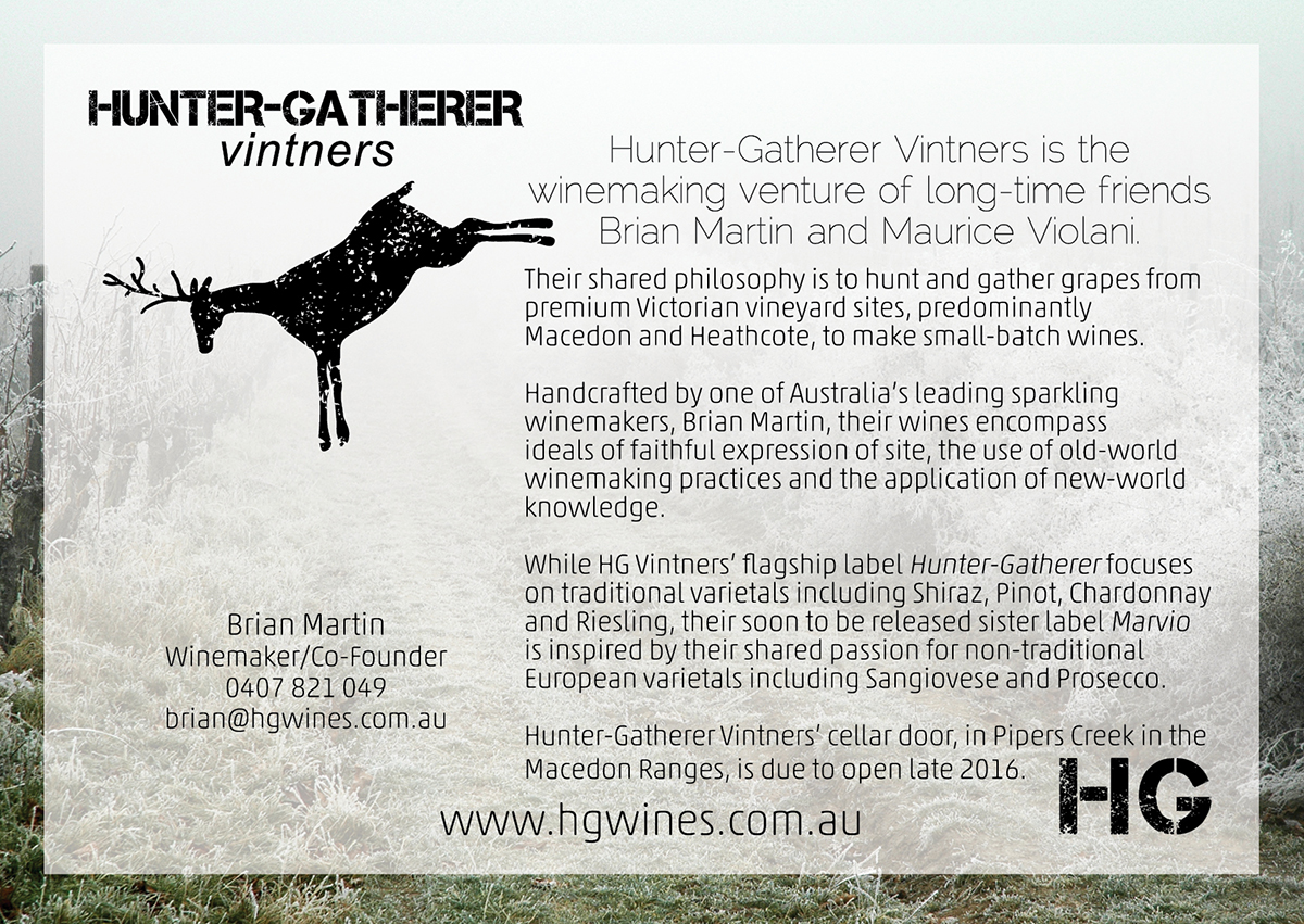 POSTCARD DESIGN + SPLASHPAGE  HUNTER-GATHERER VINTNERS