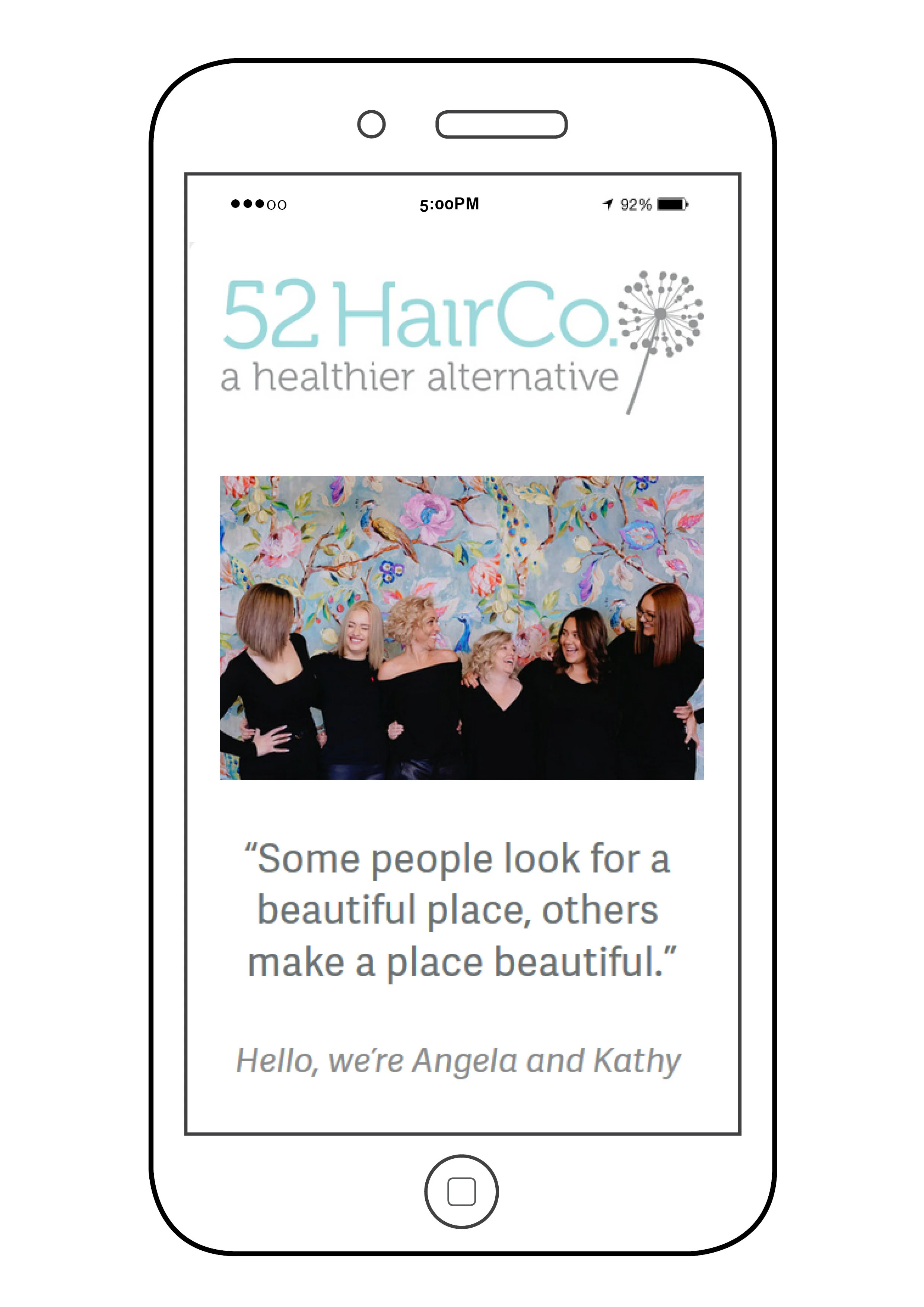 52 hair co  website design + copy writing
