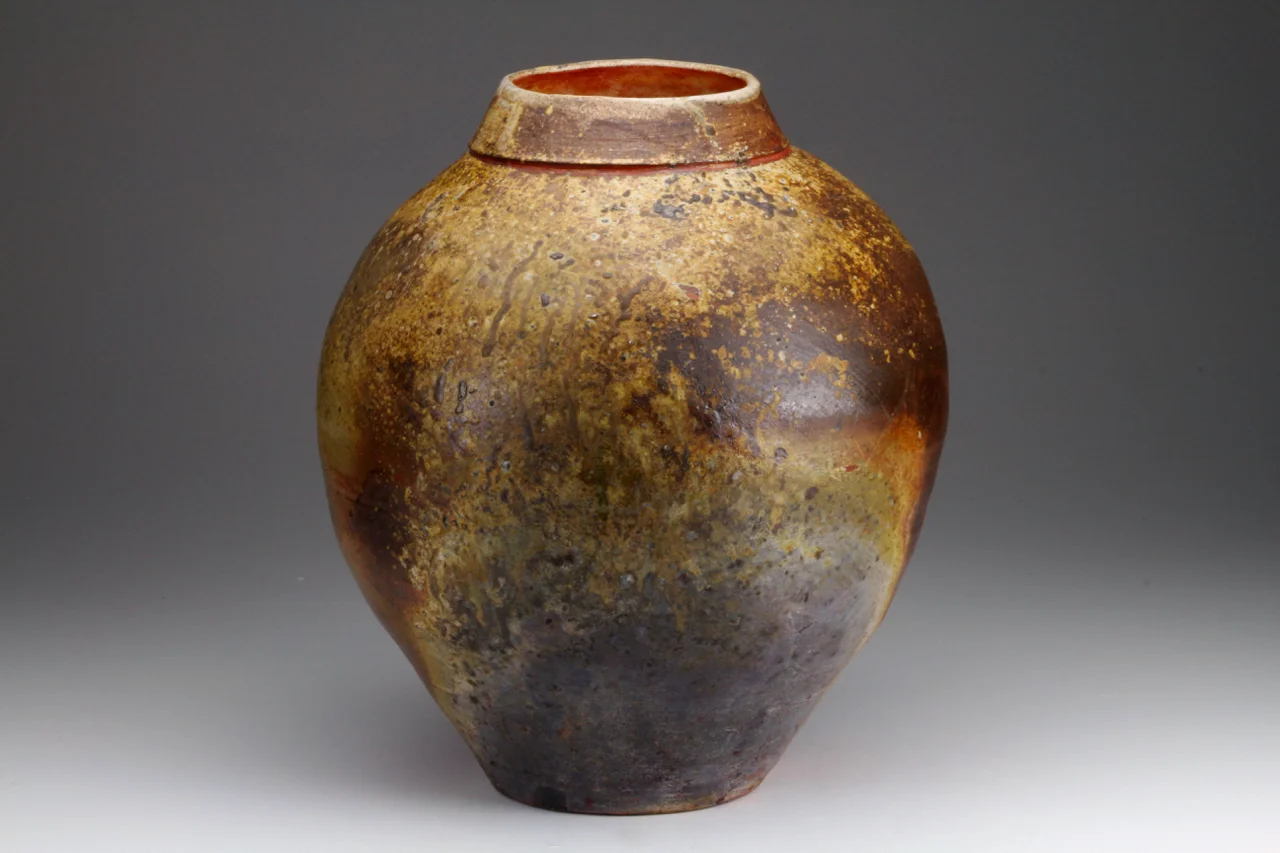 Vase, 24" high, stoneware with local clay slip.