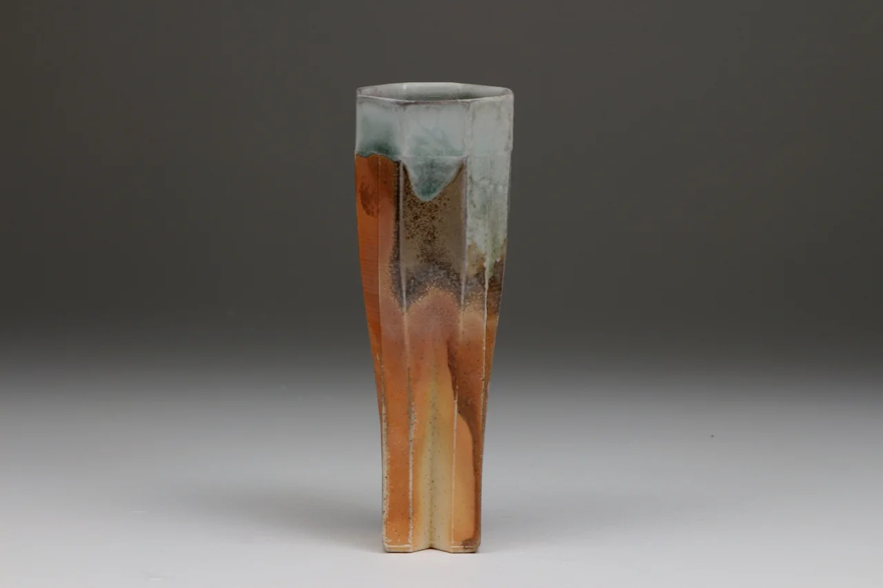 Tumbler, 8" high, cast porcelain from a 3D printed ABS plastic prototype.