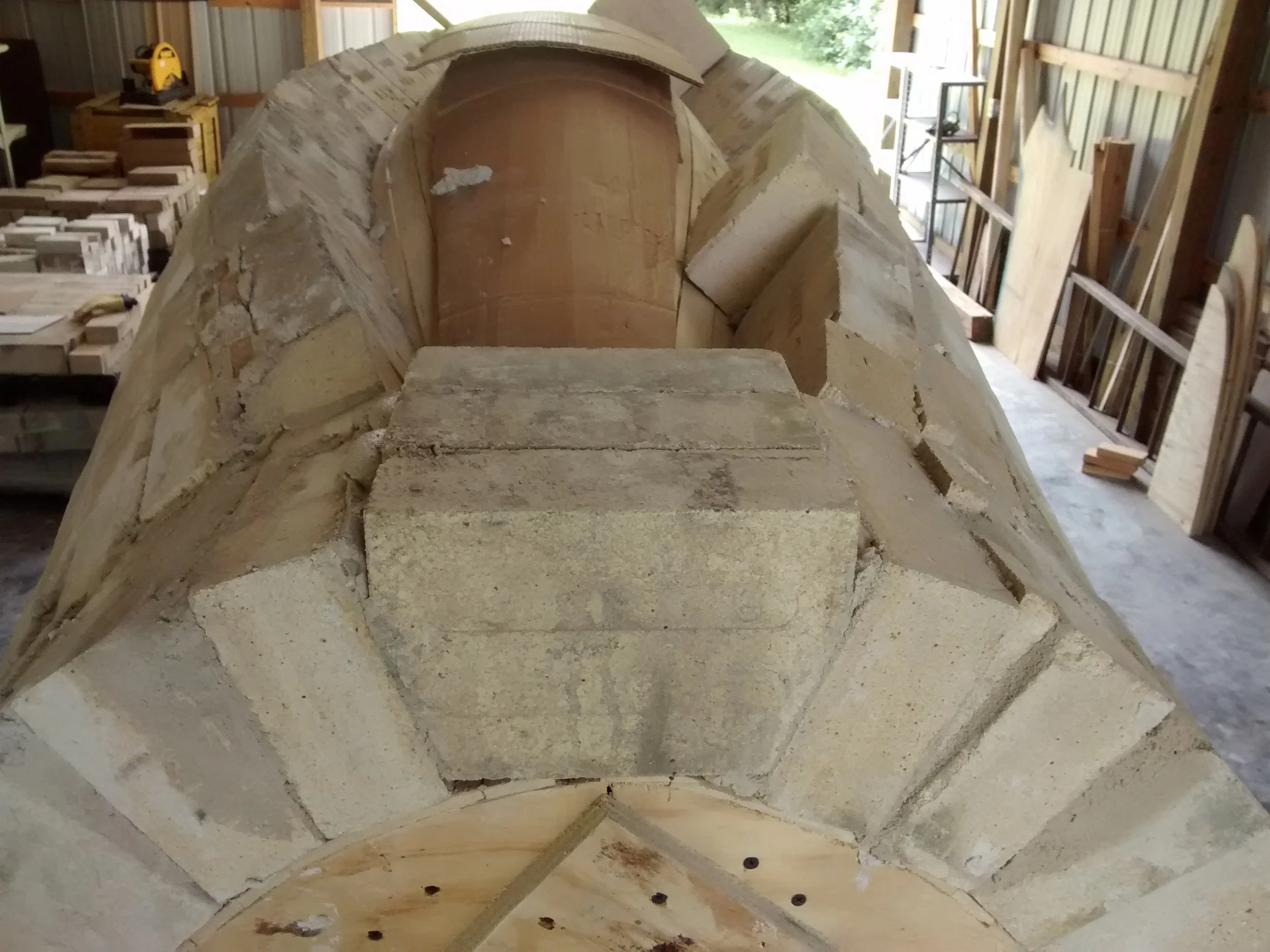 We cut these 9x6x3-inch bricks to make the key for the door of the first chamber. This was a happy moment!