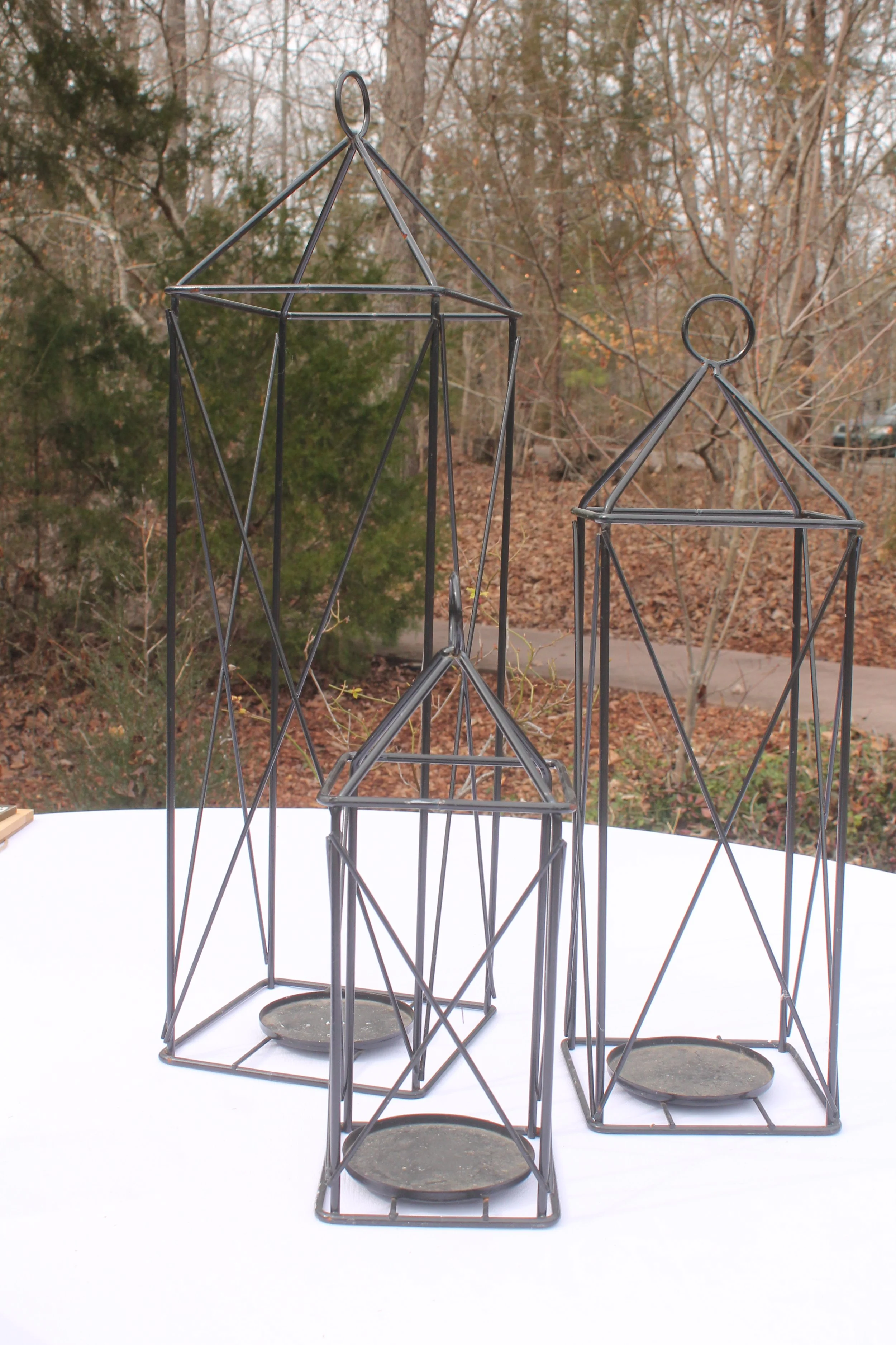 Black Iron Candle Holder Set