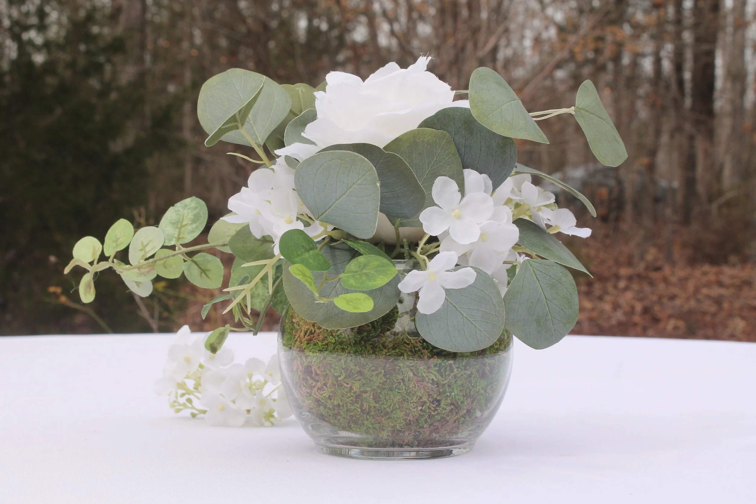 White Floral Eucalyptus Arrangements