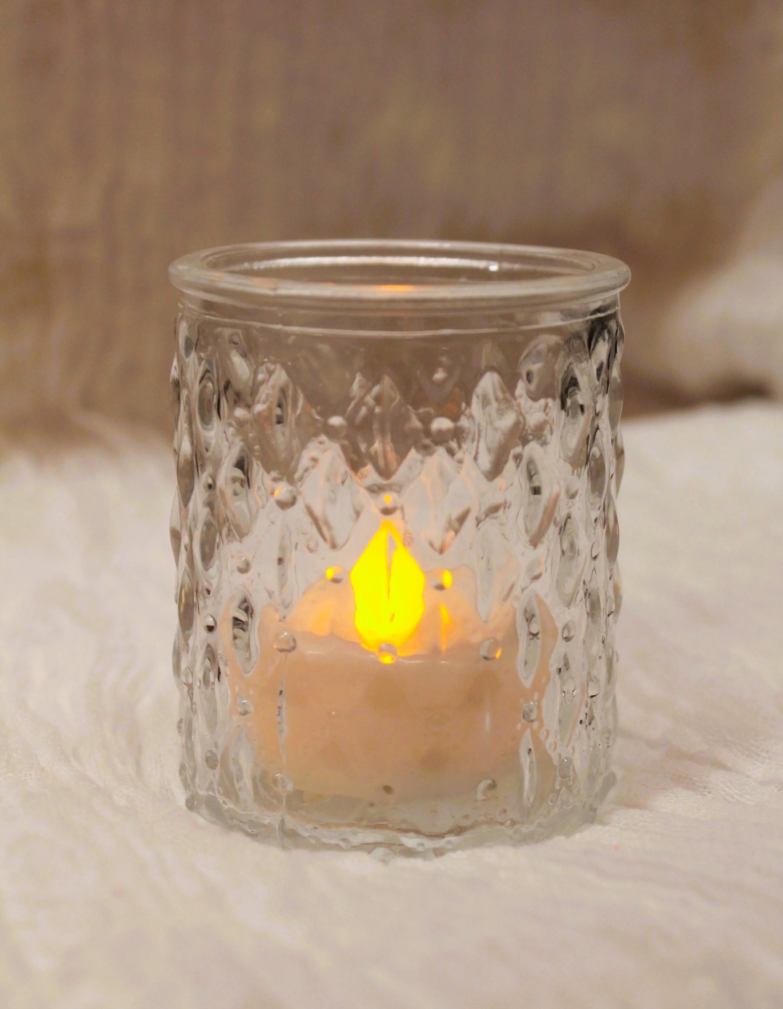 Diamond Texture Glass Votives