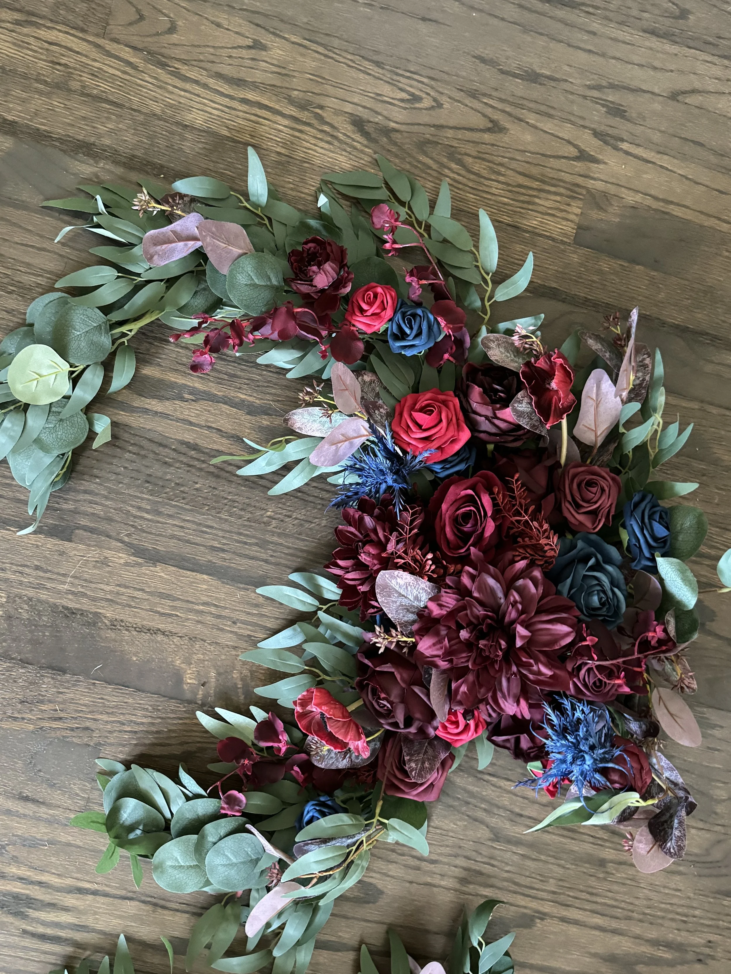 Burgundy and Navy Silk Floral set