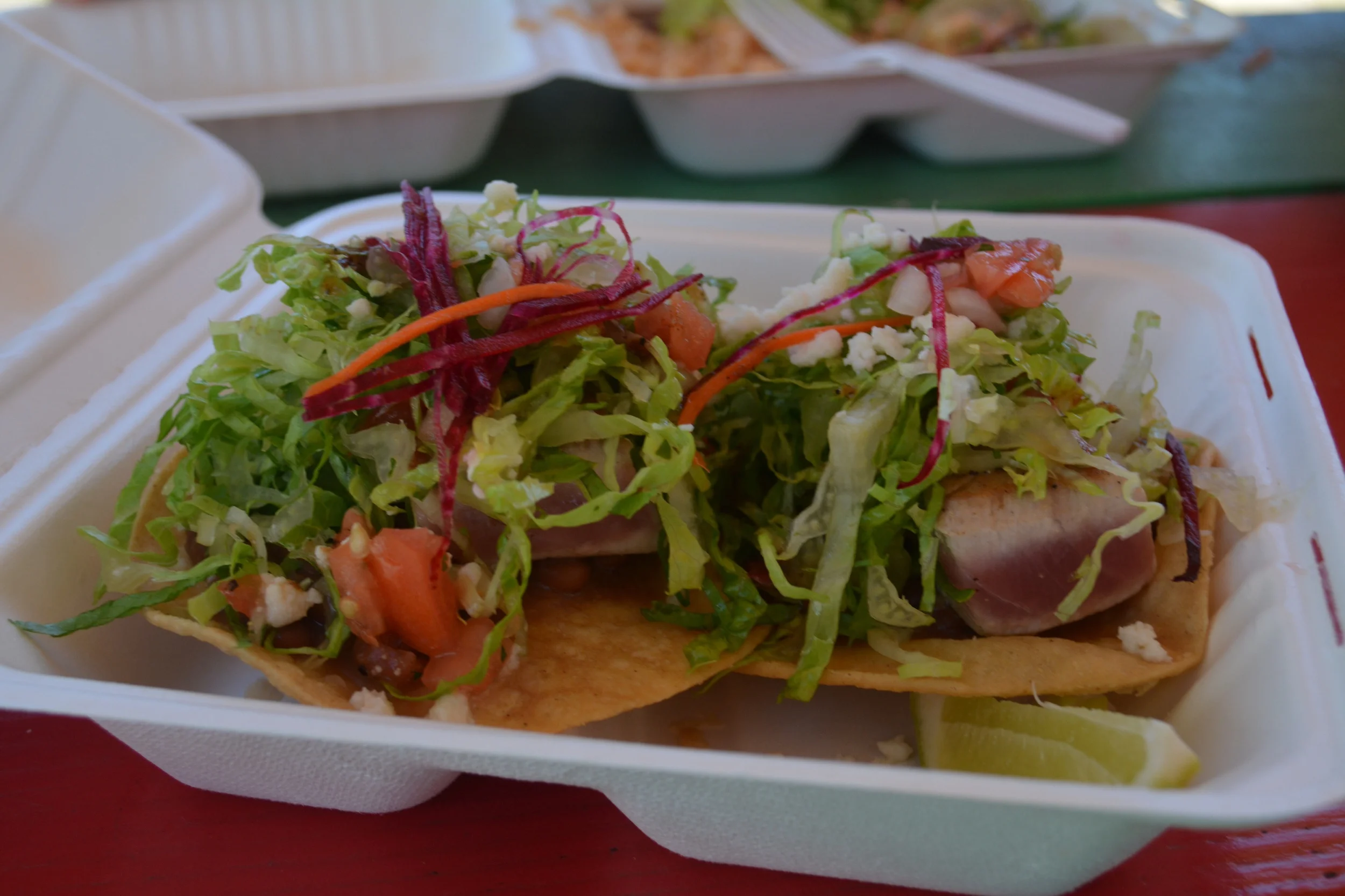 Fresh fish tacos from a Kauai food truck