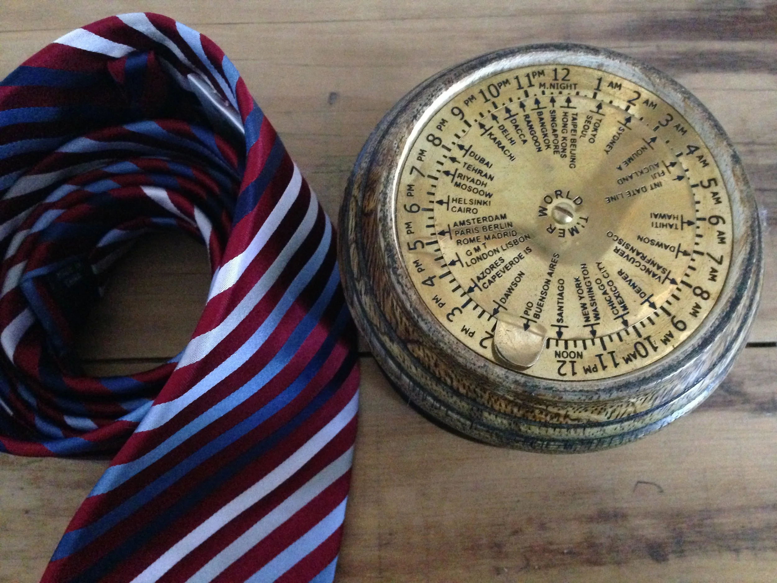 This world time box is handcarved from mango wood