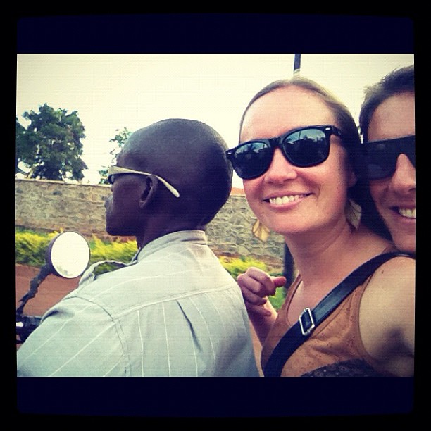 Travelling by boda-boda in Uganda - you literally just jump on the back of someone's motorbike