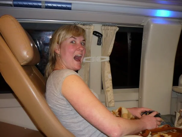 Taking the overnight bus in Vietnam - a dream trip if you can handle the disco lights and the constant beeping of the horn