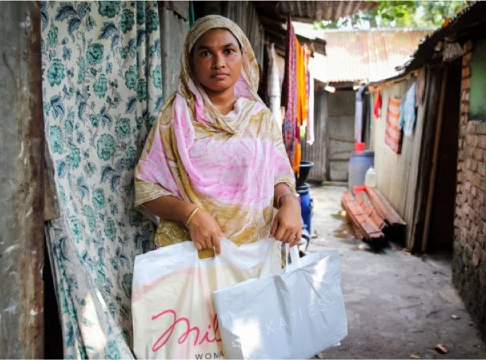 According to Oxfam, Anju is paid just 37 cents an hour to make our clothes. That is less than the minimum wage in Bangladesh. She can't afford to have her children live with her