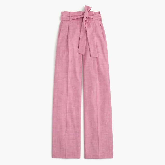 Tie-waist pant in wool flannel