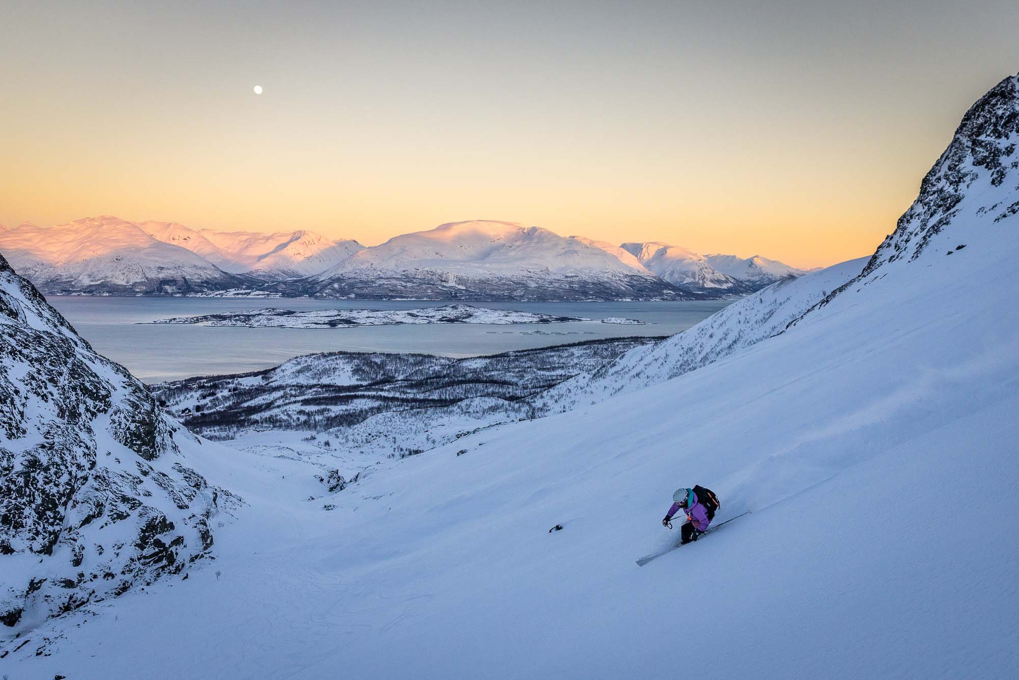 turno smučanje morje sončni zahod