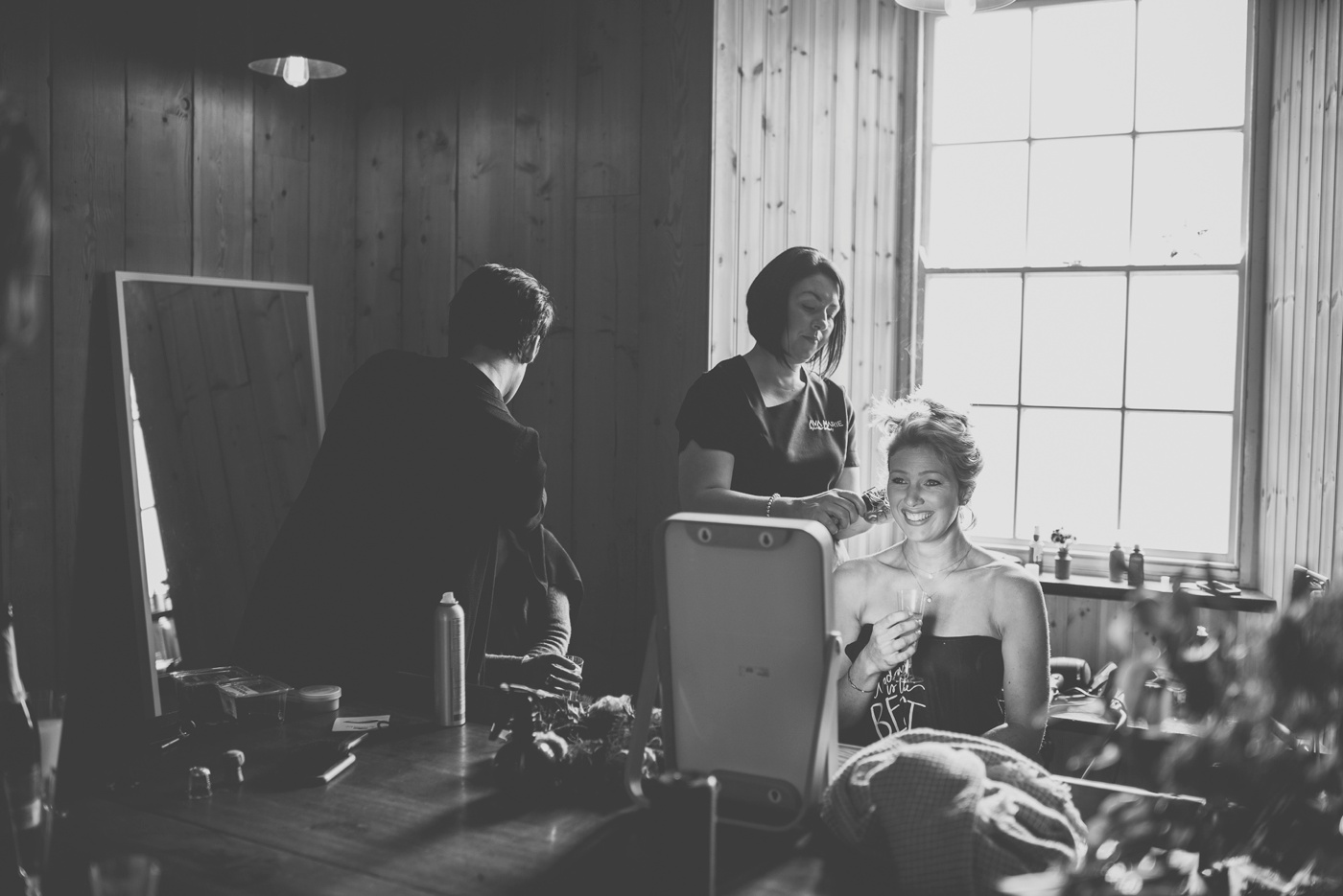 Bridal preparation at Fforest wedding