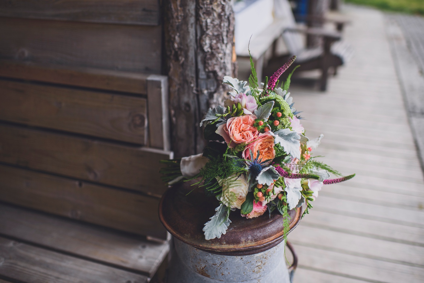 Natural flowers at Fforest wedding