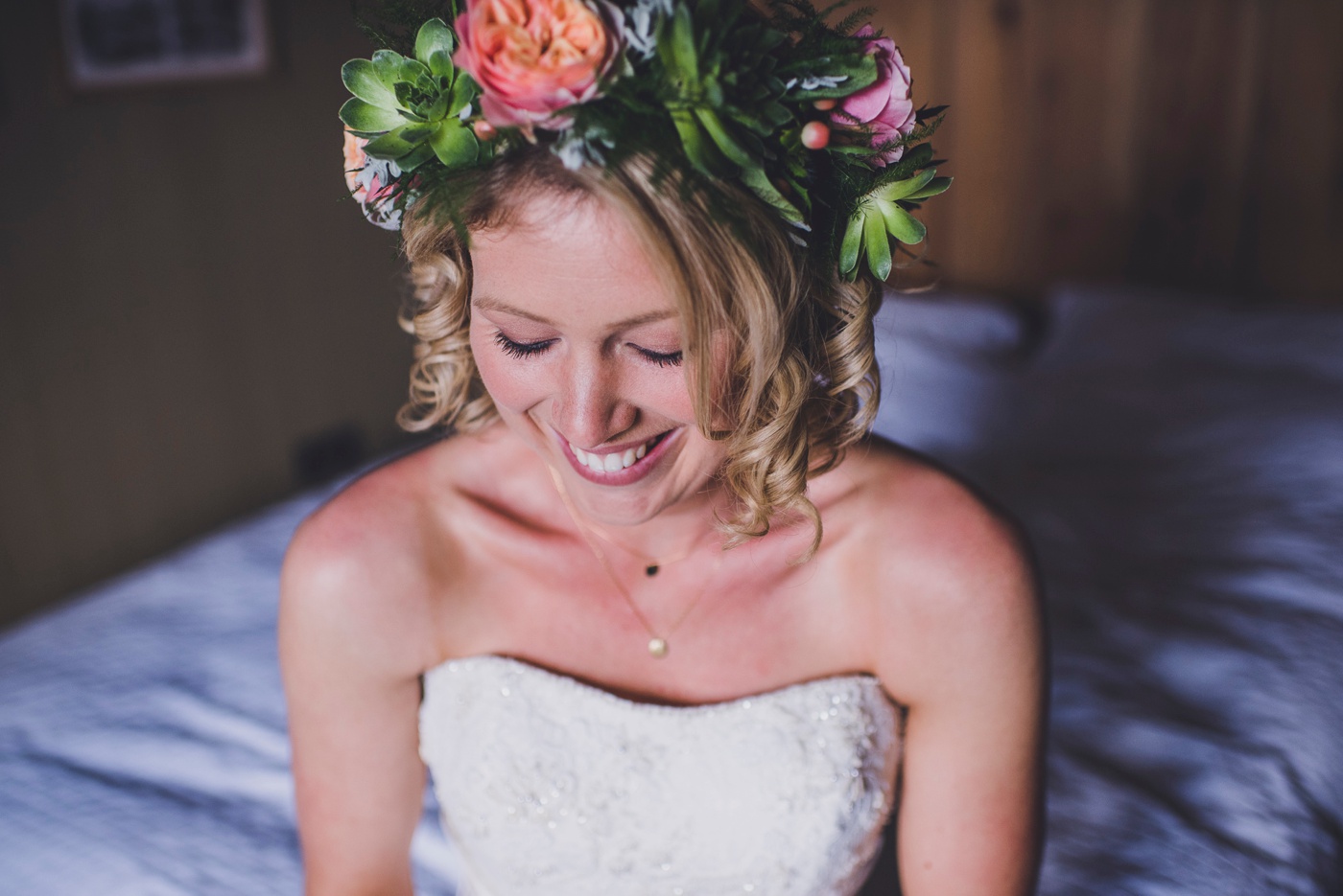 Beautiful succulent headpiece Fforest wedding