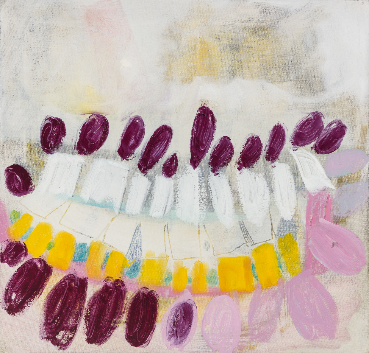  Flower Teeth, 2017. 24" x 25", oil on canvas.  