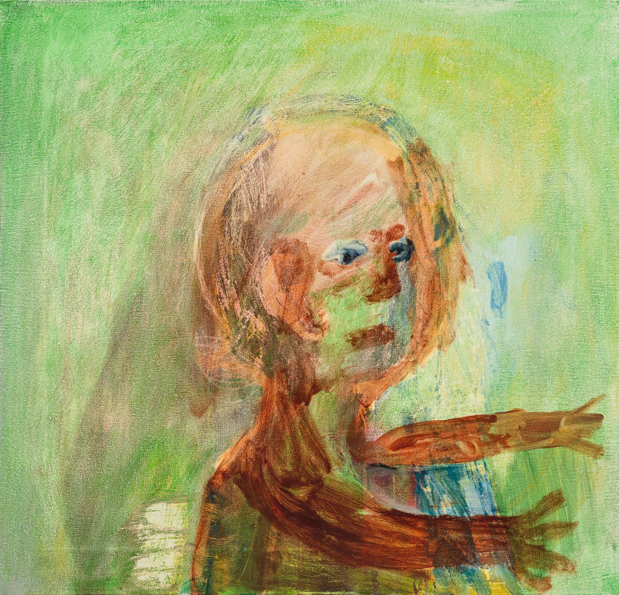  Green Face, 2022. Oil on canvas, 21” x 22” 